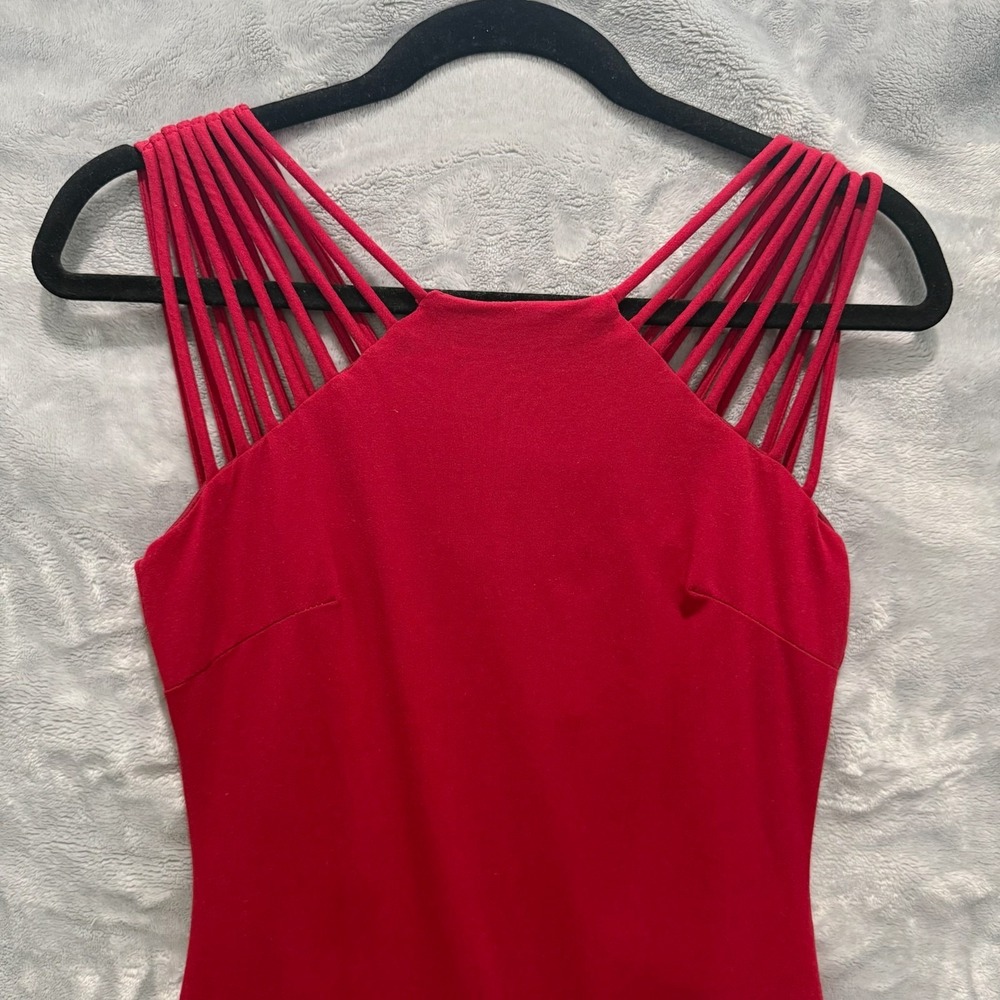 Love Culture Strappy Cage Neck Bodycon Midi Dress Women Size L Red - Picture 4 of 8